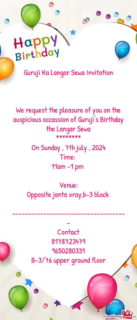 We request the pleasure of you on the auspicious occassion of Guruji