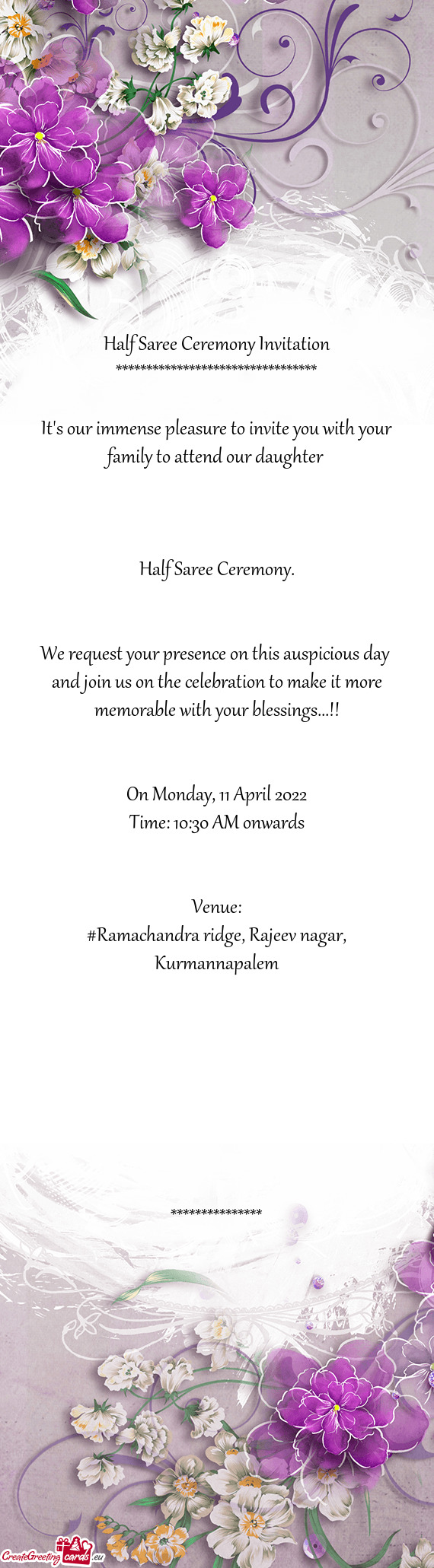 We request your presence on this auspicious day