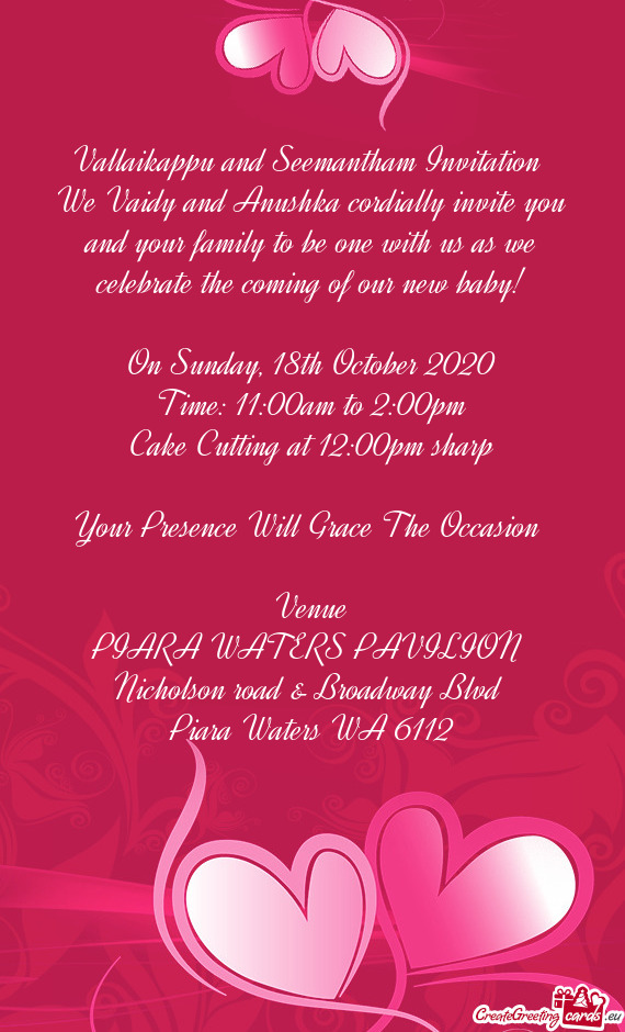 We Vaidy and Anushka cordially invite you and your family to be one with us as we celebrate the comi