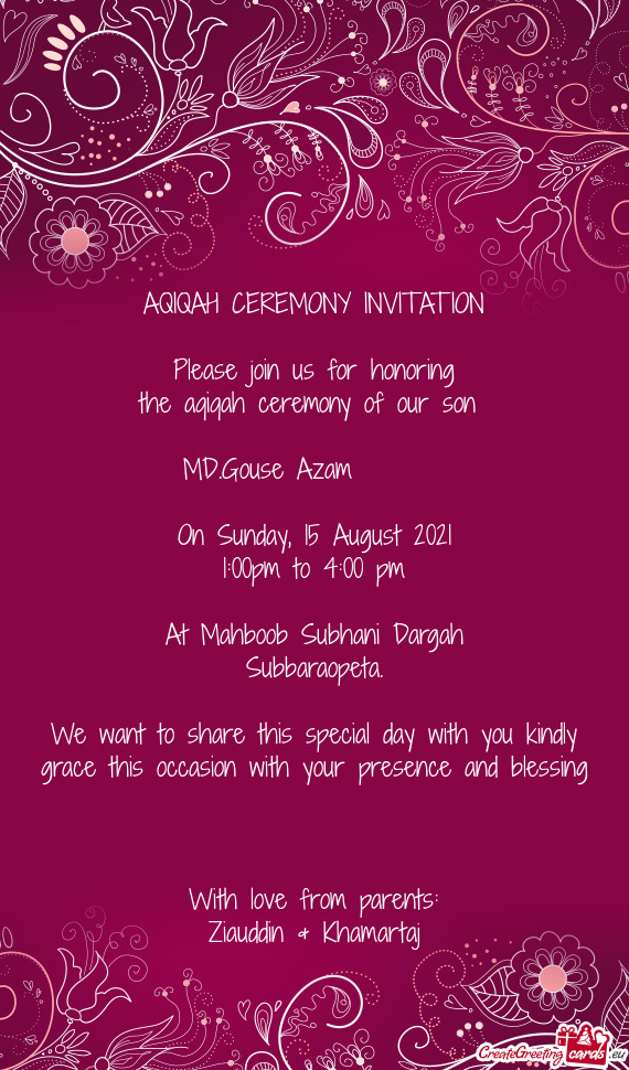 We want to share this special day with you kindly grace this occasion with your presence and blessin