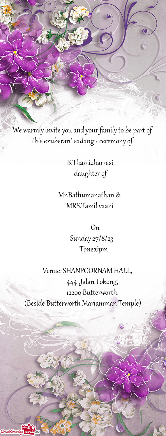 We warmly invite you and your family to be part of this exuberant sadangu ceremony of