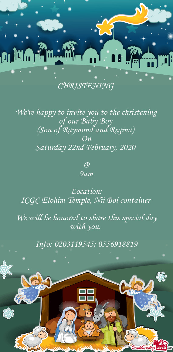 We will be honored to share this special day with you