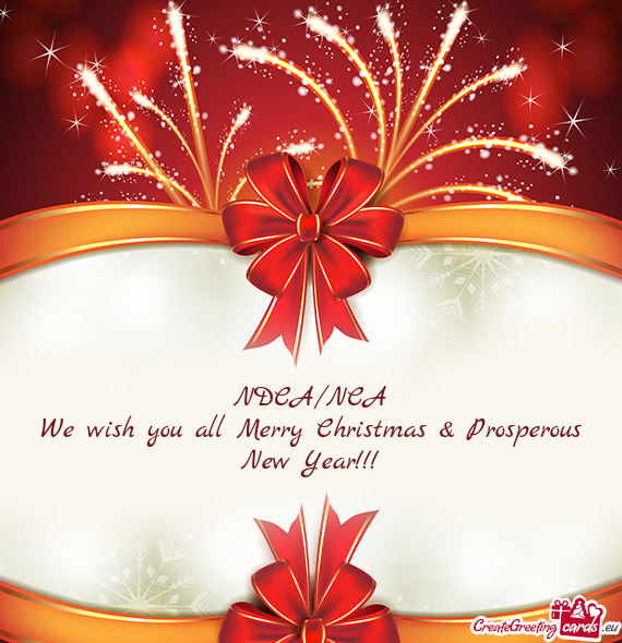 We wish you all Merry Christmas & Prosperous New Year