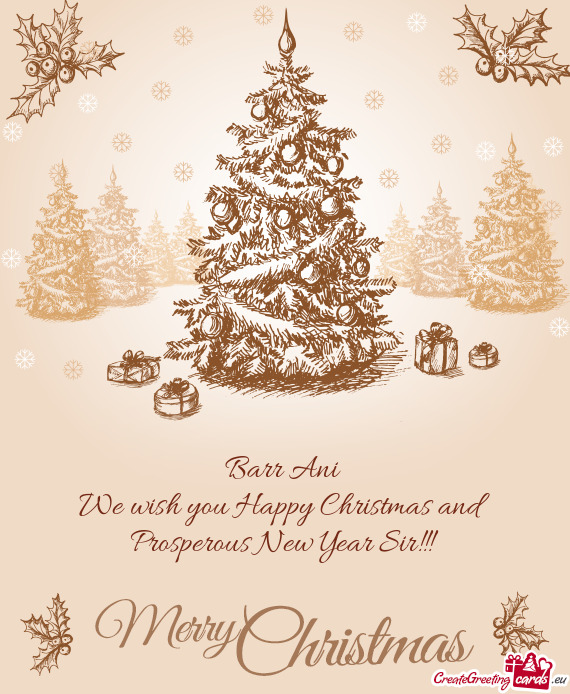 We wish you Happy Christmas and Prosperous New Year Sir