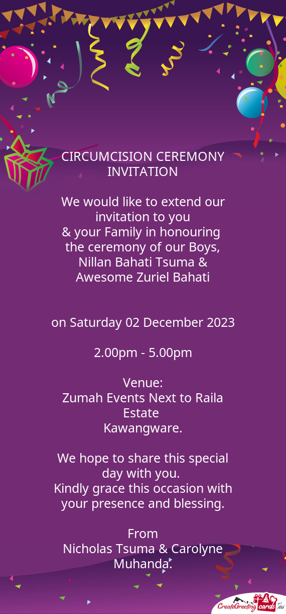 We would like to extend our invitation to you