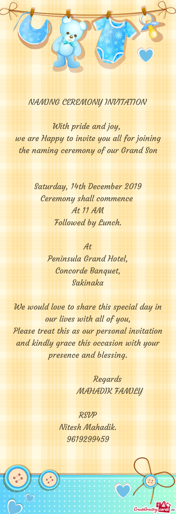 We would love to share this special day in our lives with all of you