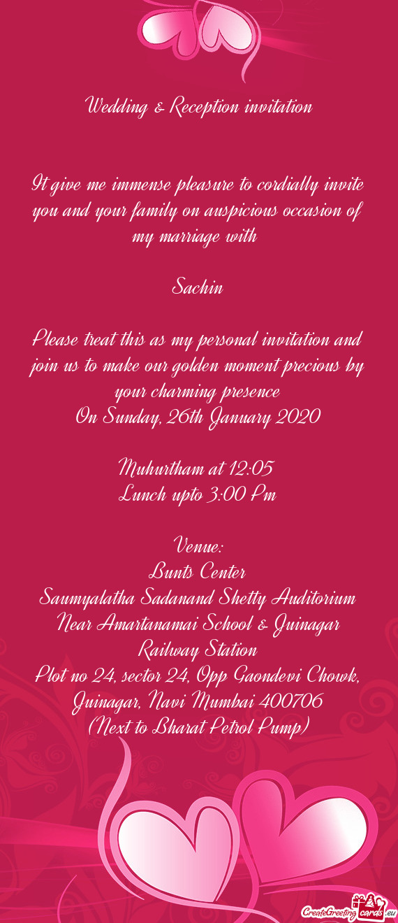 Wedding & Reception invitation