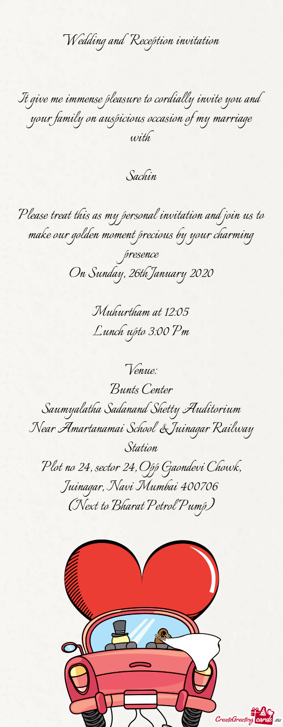 Wedding and Reception invitation