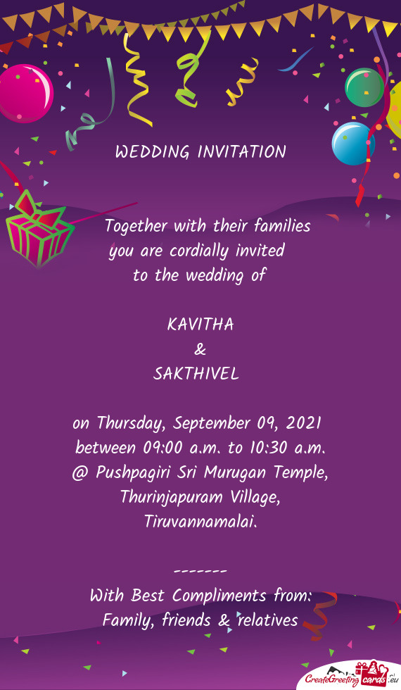 WEDDING INVITATION
 
 
 Together with their families 
 you are cordially invited 
 to the weddin