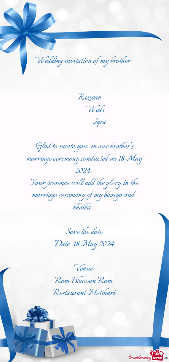 Wedding invitation of my brother🥰