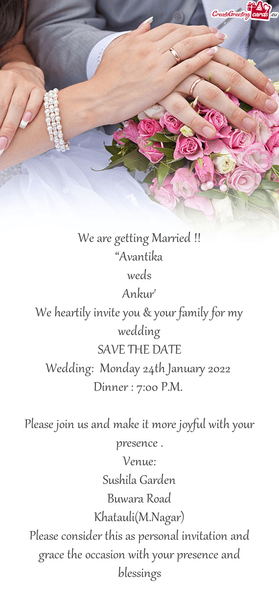 Wedding: Monday 24th January 2022