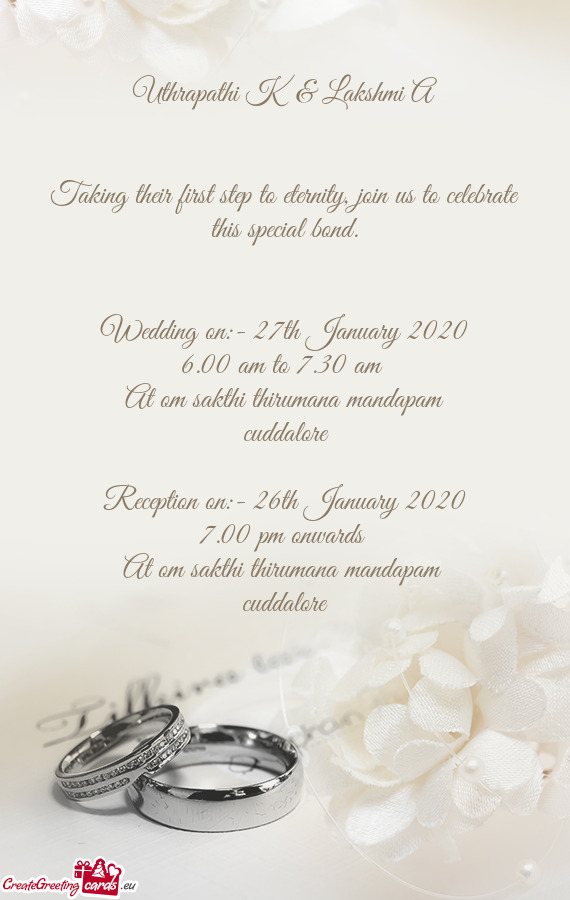 Wedding on:- 27th January 2020