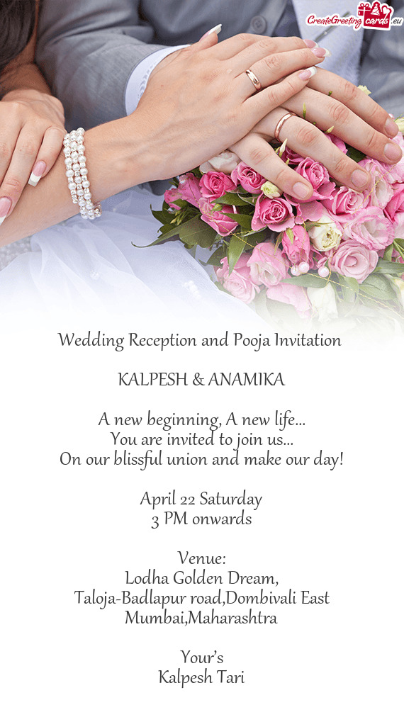 Wedding Reception and Pooja Invitation