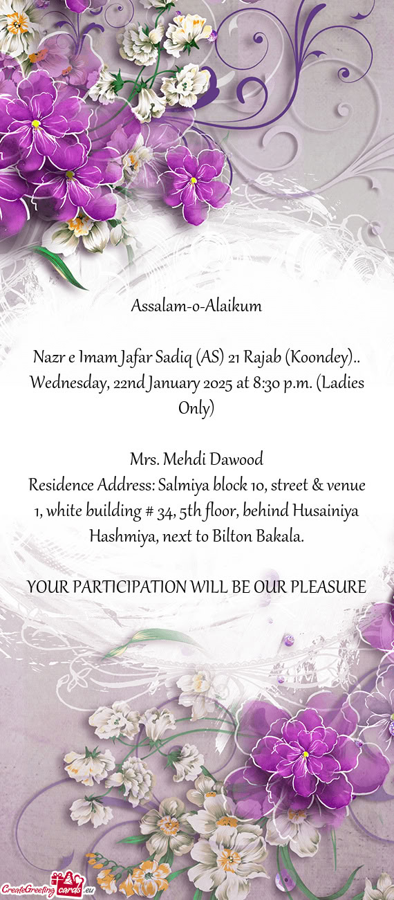 Wednesday, 22nd January 2025 at 8:30 p.m. (Ladies Only)