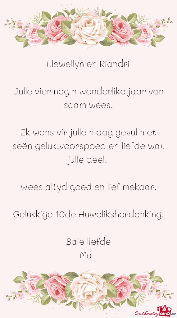 Wees altyd goed en lief mekaar