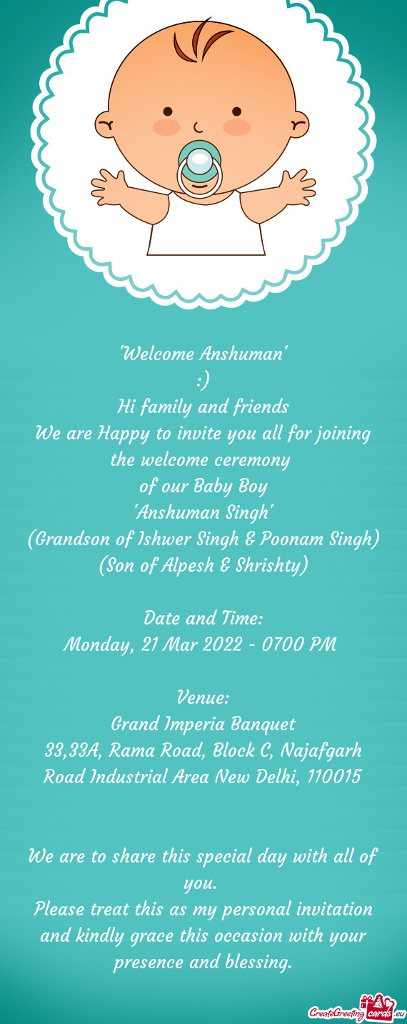 "Welcome Anshuman"