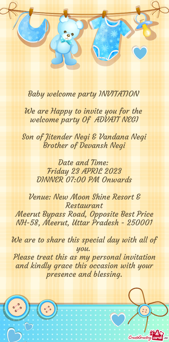 Welcome party Of ADVAIT NEGI