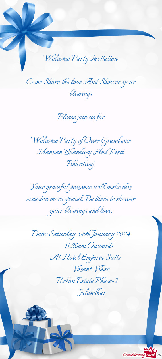 Welcome Party of Ours Grandsons Mannan Bhardwaj And Kirit Bhardwaj