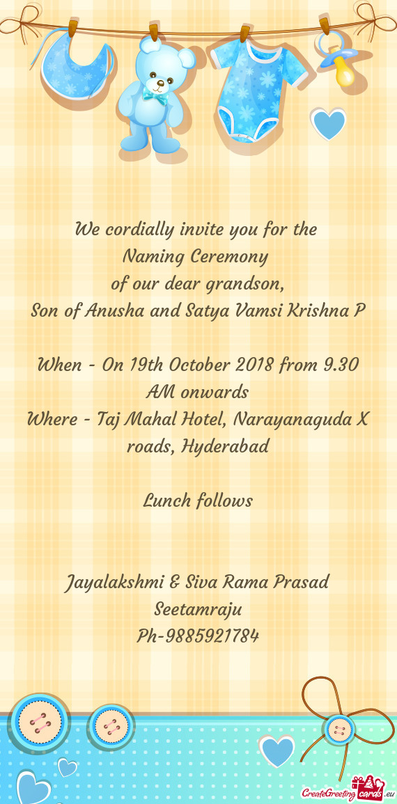 When - On 19th October 2018 from 9.30 AM onwards