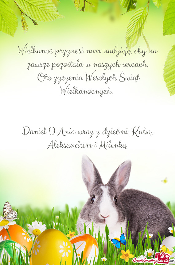 Wielkanoc przynosi nam nadzieję, oby na zawsze pozostała w naszych sercach