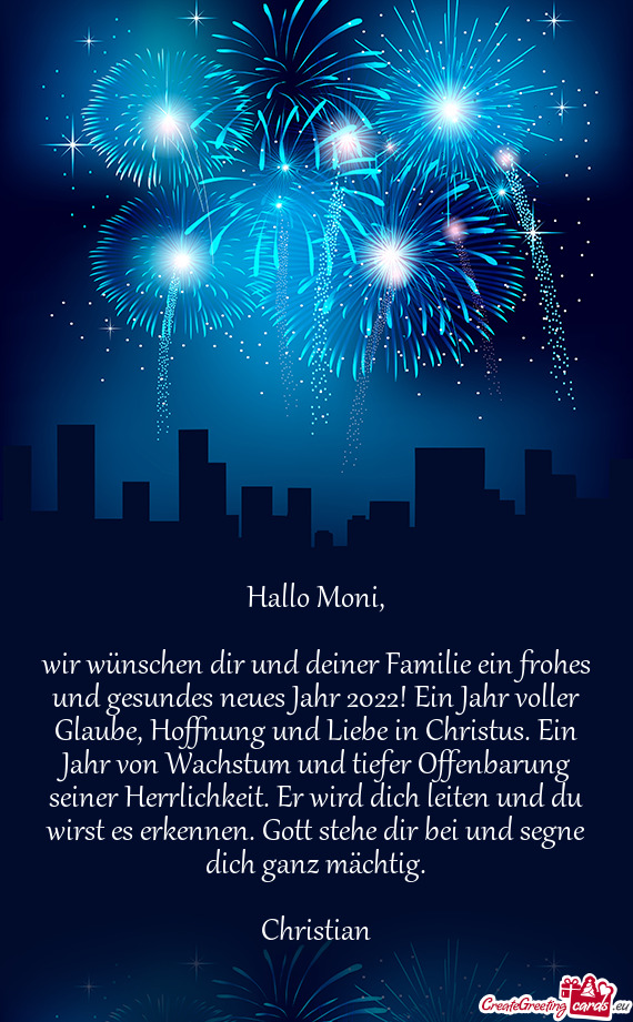 Wir wünschen dir und deiner Familie ein frohes und gesundes neues Jahr 2022! Ein Jahr voller Glaube