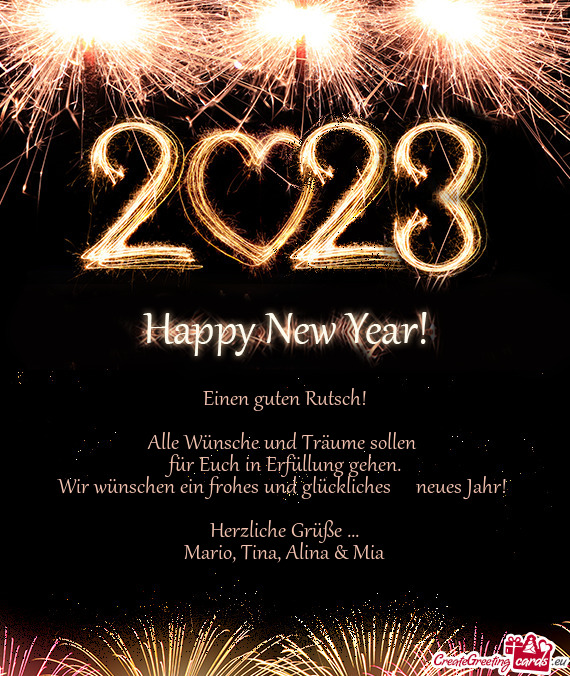 Wir wünschen ein frohes und glückliches  neues Jahr