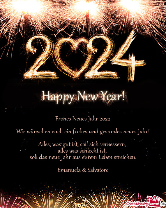 Wir wünschen euch ein frohes und gesundes neues Jahr
