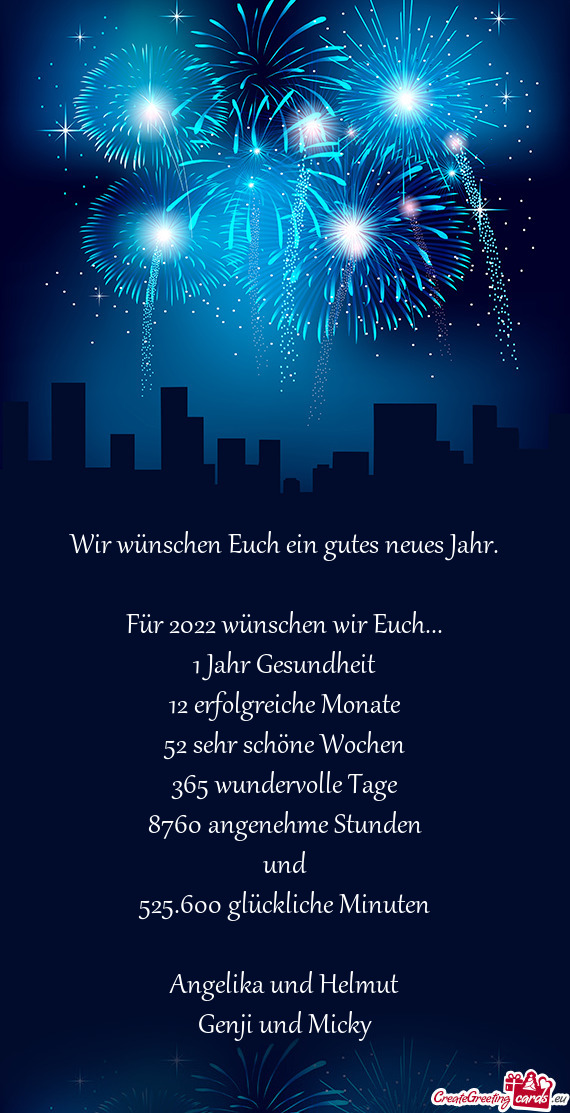 Wir wünschen Euch ein gutes neues Jahr