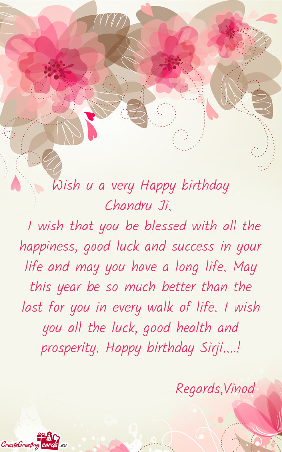 Wish u a very Happy birthday
 Chandru Ji