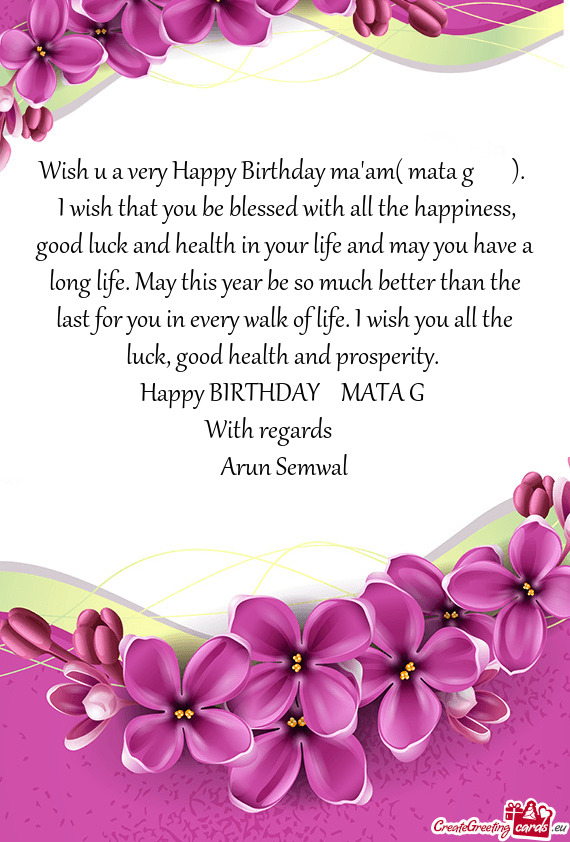 Wish u a very Happy Birthday ma