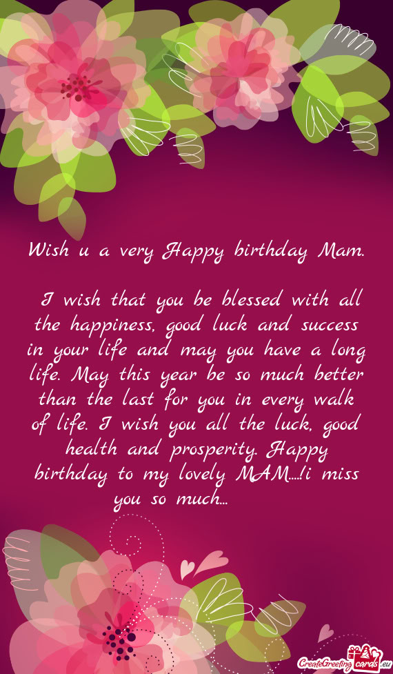 Wish u a very Happy birthday Mam. ✨ 🎈 🎂 🎁