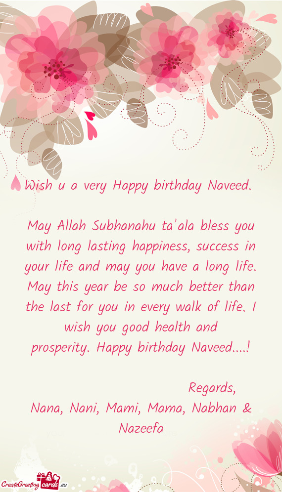 Wish u a very Happy birthday Naveed