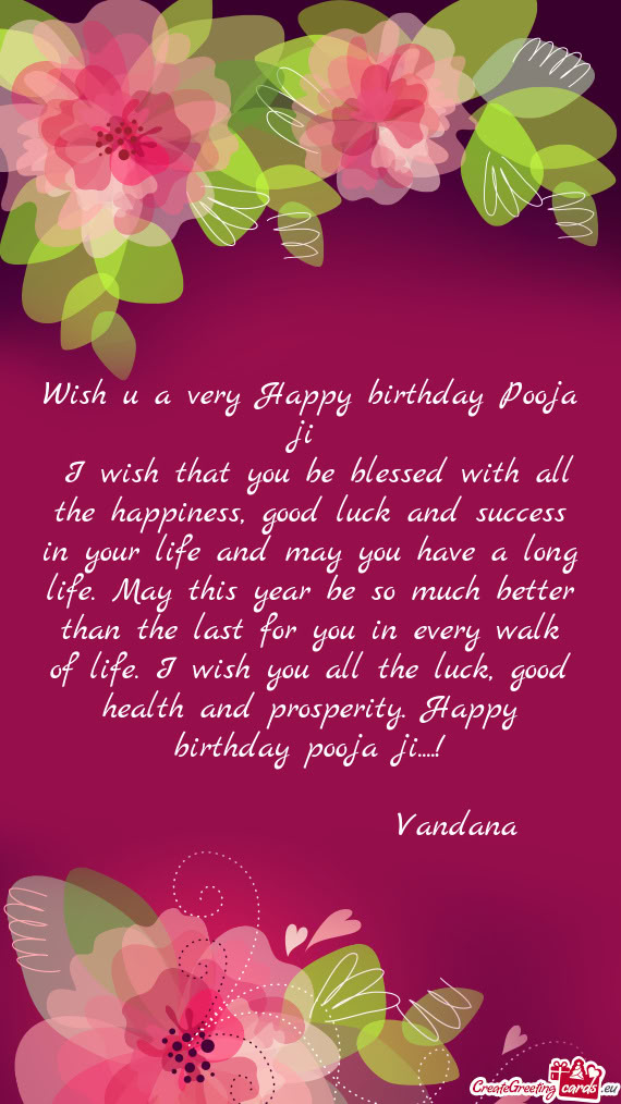 Wish u a very Happy birthday Pooja ji