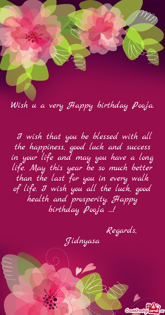 Wish u a very Happy birthday Pooja