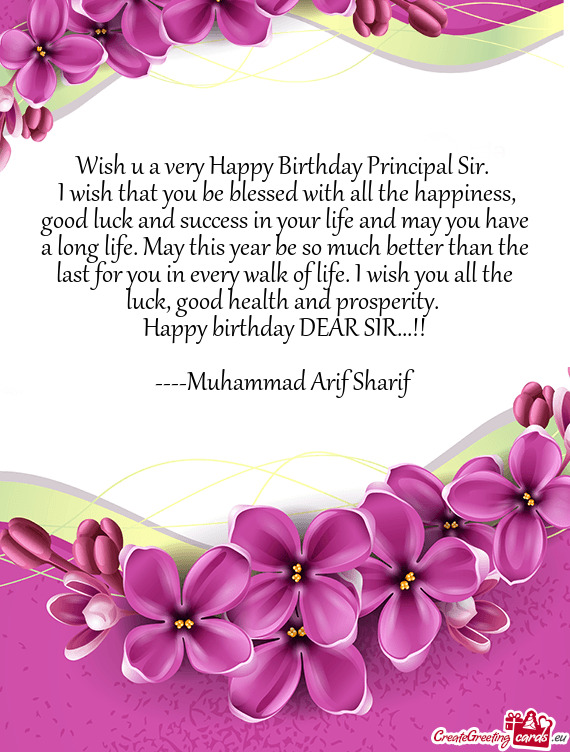 Wish u a very Happy Birthday Principal Sir