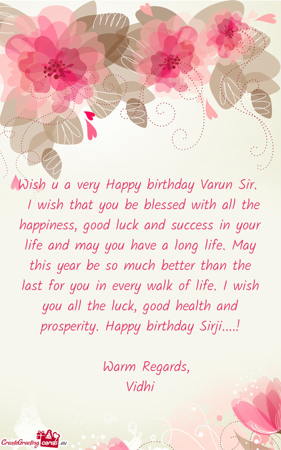 Wish u a very Happy birthday Varun Sir