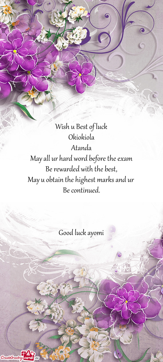 Wish u Best of luck