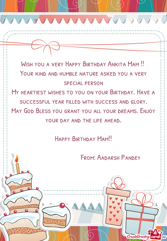 Wish you a very Happy Birthday Ankita Mam