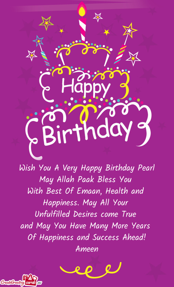 Wish You A Very Happy Birthday Pearl - Free cards