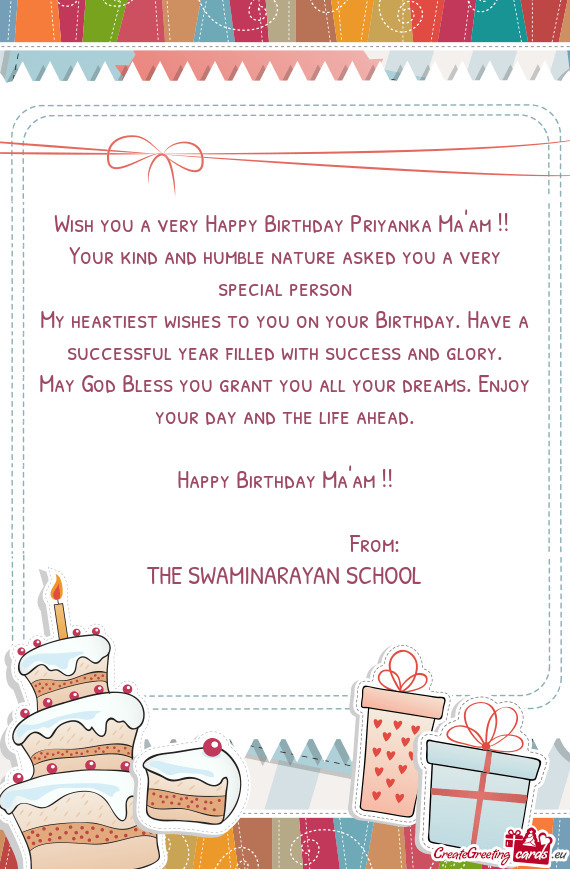 Wish you a very Happy Birthday Priyanka Ma
