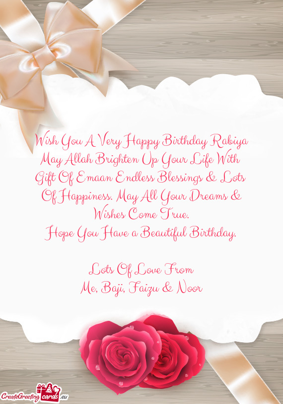 Wish You A Very Happy Birthday Rabiya