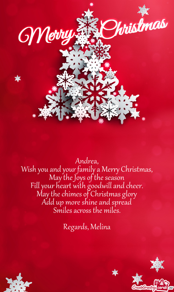 Wish you and your family a Merry Christmas