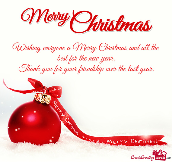 Wishing everyone a Merry Christmas and all the best for the new year