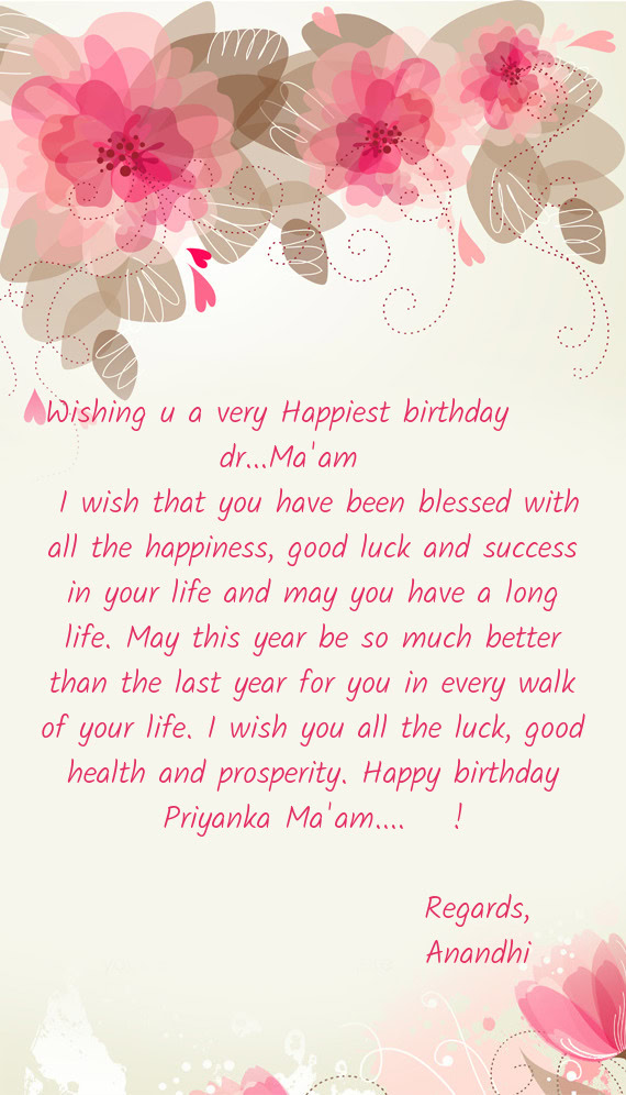Wishing u a very Happiest birthday🎂🎉🎊 dr...Ma
