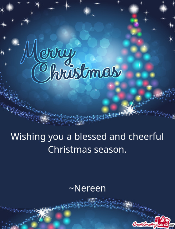 Wishing you a blessed and cheerful Christmas season.