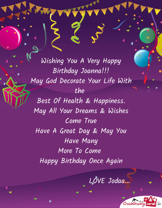 Wishing You A Very Happy Birthday Joanna