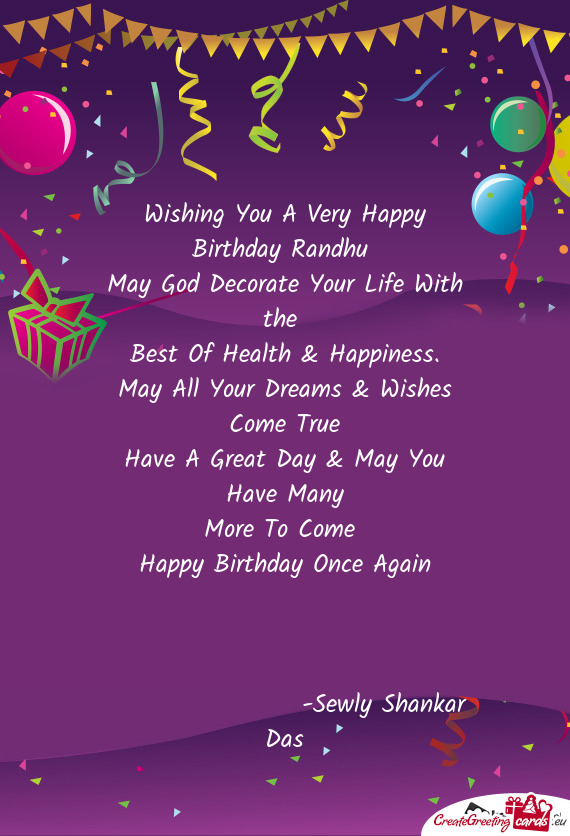 Wishing You A Very Happy Birthday Randhu