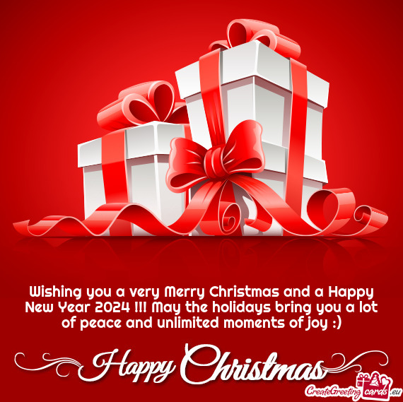 Wishing you a very Merry Christmas and a Happy New Year 2024 !!! May the holidays bring you a lot of