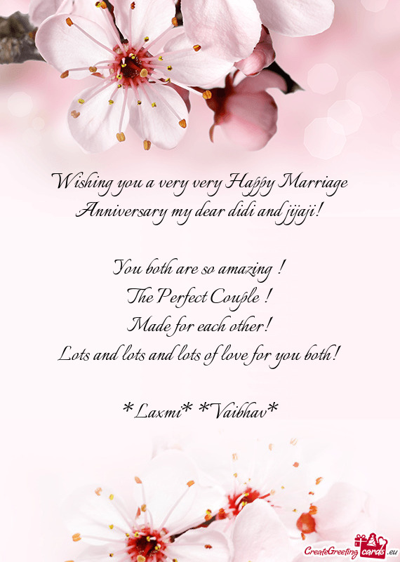Wishing you a very very Happy Marriage Anniversary my dear didi and jijaji