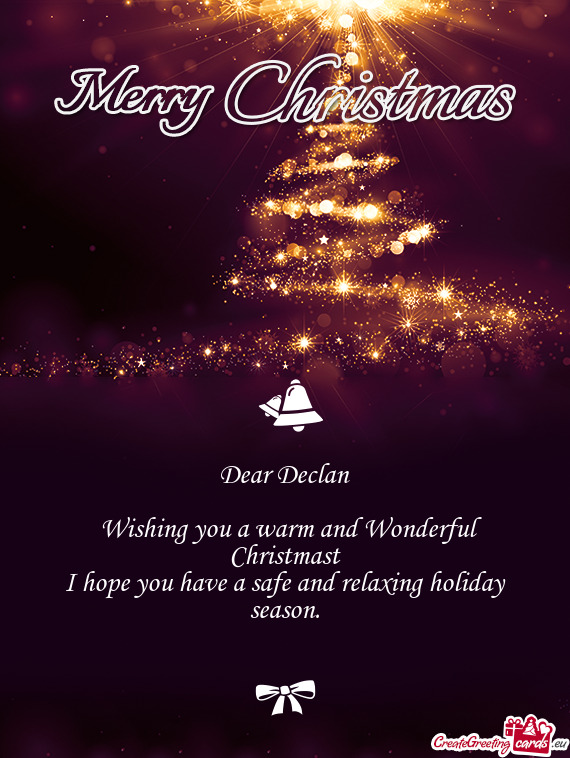 Wishing you a warm and Wonderful Christmast
